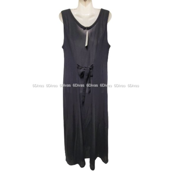 RAYON Black Sleeveless Relaxed Fit Crinkle Black Dress Sizes L and XL - NWT - Picture 4 of 5
